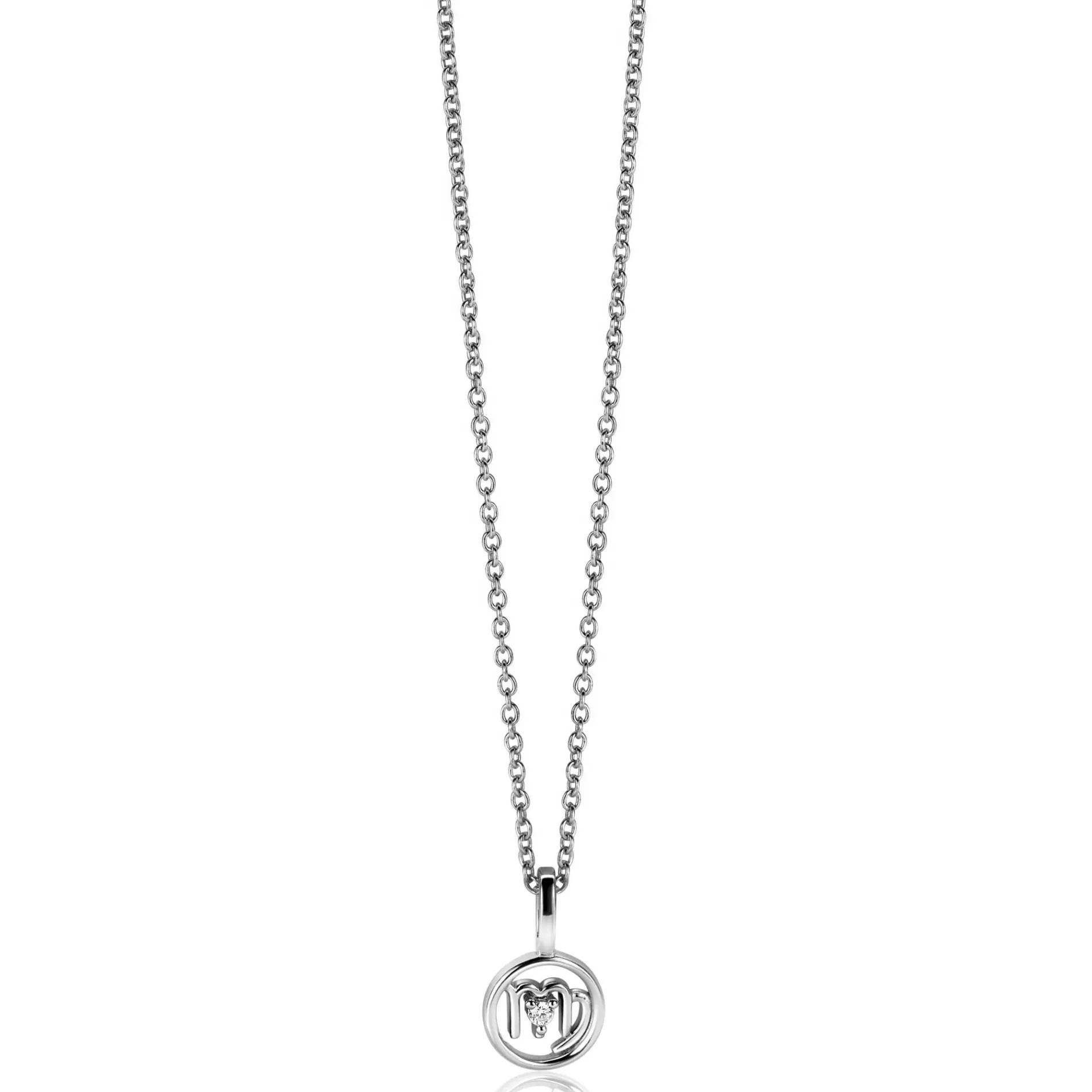 9mm ZINZI zilveren Maagd sterrenbeeldhanger bezet met witte zirconia ZIH-MAA (zonder collier)