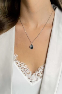 22mm ZINZI zilveren medaillon ovaal glanzend bezet met witte zirconia ZIH2424 (zonder collier)