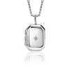 22mm ZINZI zilveren medaillon rechthoek glanzend bezet met witte zirconia ZIH2425 (zonder collier)