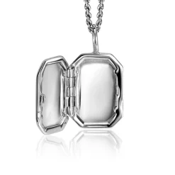 22mm ZINZI zilveren medaillon rechthoek glanzend bezet met witte zirconia ZIH2425 (zonder collier)