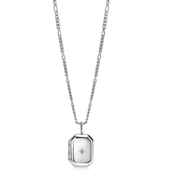 22mm ZINZI zilveren medaillon rechthoek glanzend bezet met witte zirconia ZIH2425 (zonder collier)