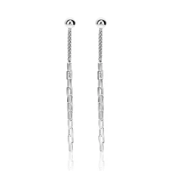 65mm ZINZI zilveren multi-look oorstekers met bungelende paperclip schakels ZIO2709