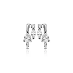 12mm ZINZI zilveren multi-look oorstekers met peervormige en ovale witte zirkonia's ZIO2689
