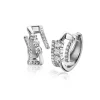 16mm ZINZI zilveren multi-look oorringen met 3 rijen, bezet met witte zirconia's 9mm breed met luxe klapsluiting ZIO2645