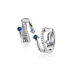 16mm ZINZI zilveren multi-look oorringen met 3 rijen, bezet met blauwe kleurstenen en witte zirconia's 10mm breed met luxe klapsluiting ZIO2646B