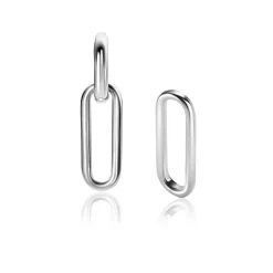 20mm ZINZI zilveren oorbedels open ovale vorm glad ZICH2415 (zonder oorringen)