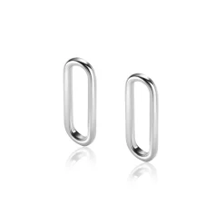 20mm ZINZI zilveren oorbedels open ovale vorm glad ZICH2415 (zonder oorringen)