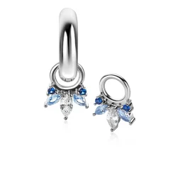 10mm ZINZI zilveren oorbedels met vijf speelse zettingen in aflopende grootte, bezet met blauwe kleurstenen en witte zirconia ZICH2633B (zonder oorringen)