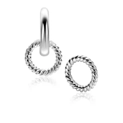 9,5mm ZINZI zilveren oorbedels ronde vorm met touweffect ZICH2594 (zonder oorringen)