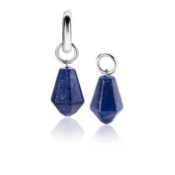 19mm ZINZI zilveren oorbedels in kegelvorm met lapis lazuli edelstenen ZICH2256L (zonder oorringen)