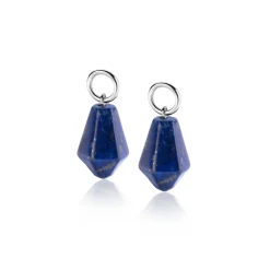 19mm ZINZI zilveren oorbedels in kegelvorm met lapis lazuli edelstenen ZICH2256L (zonder oorringen)