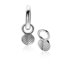 11mm ZINZI zilveren oorbedels in ronde vorm, bewerkt met veertjesmotief ZICH2644 (zonder oorringen)