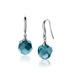 27mm ZINZI zilveren oorhangers met beads blauw ZIO266B