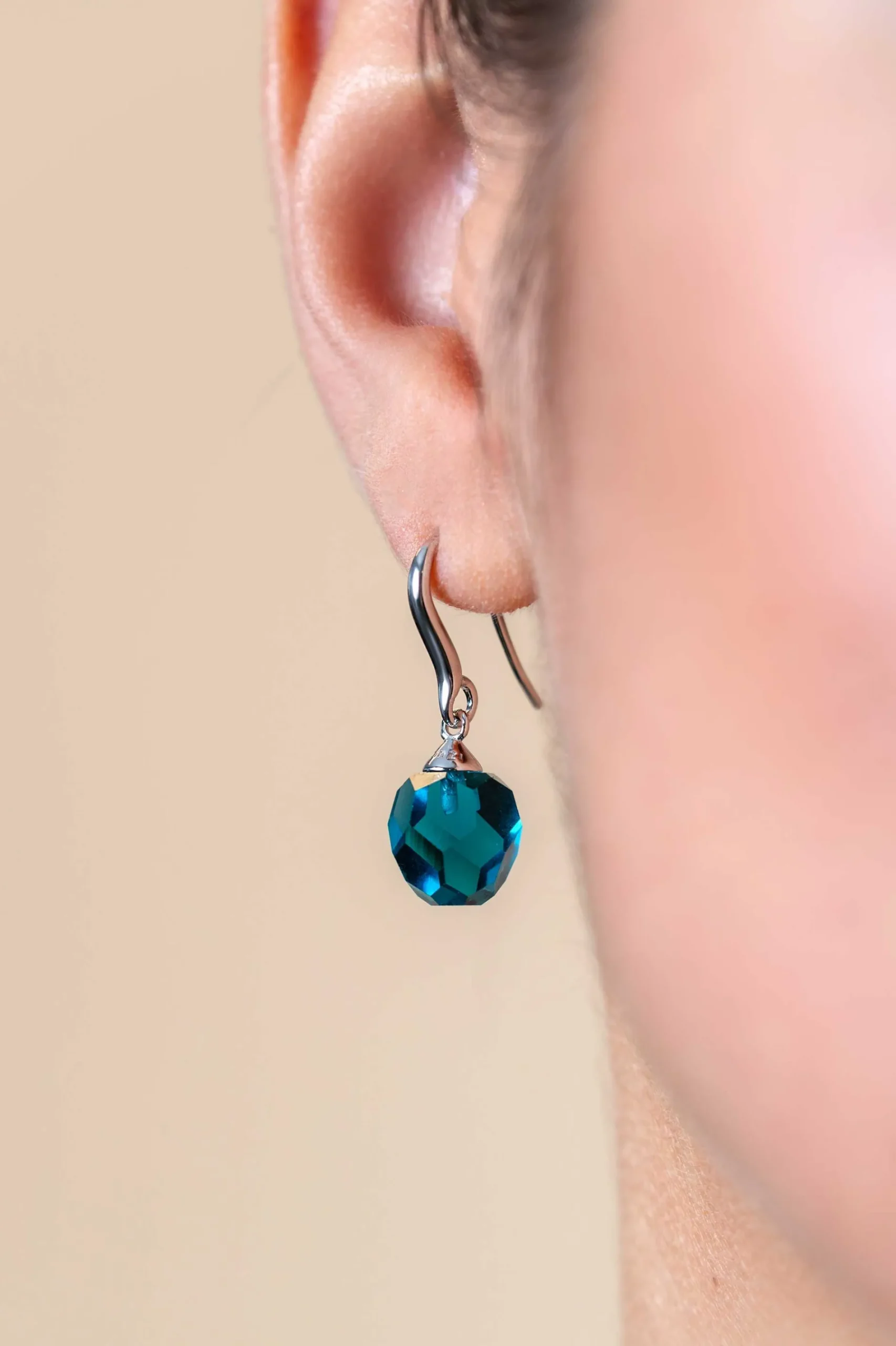 27mm ZINZI zilveren oorhangers met beads blauw ZIO266B