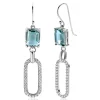58mm ZINZI zilveren oorhangers met schitterende ovale schakel, bezet met witte zirconia's en groenachtig blauwe (petrol) kleursteen in vierpootszetting ZIO2487L