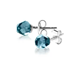 6mm ZINZI zilveren oorknoppen met blauw beads ZIO1317B