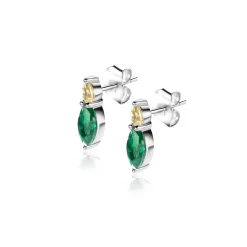 10mm ZINZI zilveren oorknopjes bezet met ovale zirconia's in groen geel ZIO2499