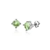 6mm ZINZI zilveren oorknoppen ronde lichtgroene zirconia chatonzetting ZIO1383G