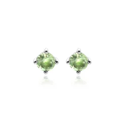 6mm ZINZI zilveren oorknoppen ronde lichtgroene zirconia chatonzetting ZIO1383G