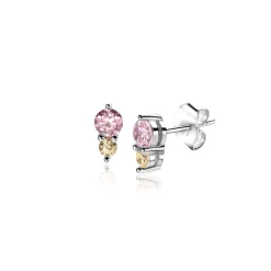 6mm ZINZI zilveren oorknopjes rond roze champagne ZIO2501