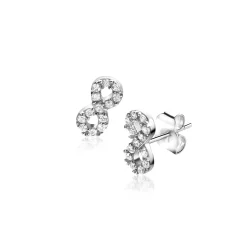 8mm ZINZI zilveren oorknoppen Infinity bezet met witte zirconia's ZIO2597