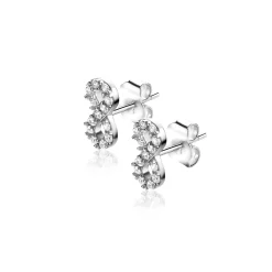 8mm ZINZI zilveren oorknoppen Infinity bezet met witte zirconia's ZIO2597
