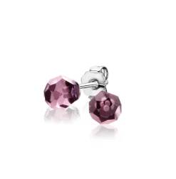6mm ZINZI zilveren oorknoppen paarse bead ZIO1317P