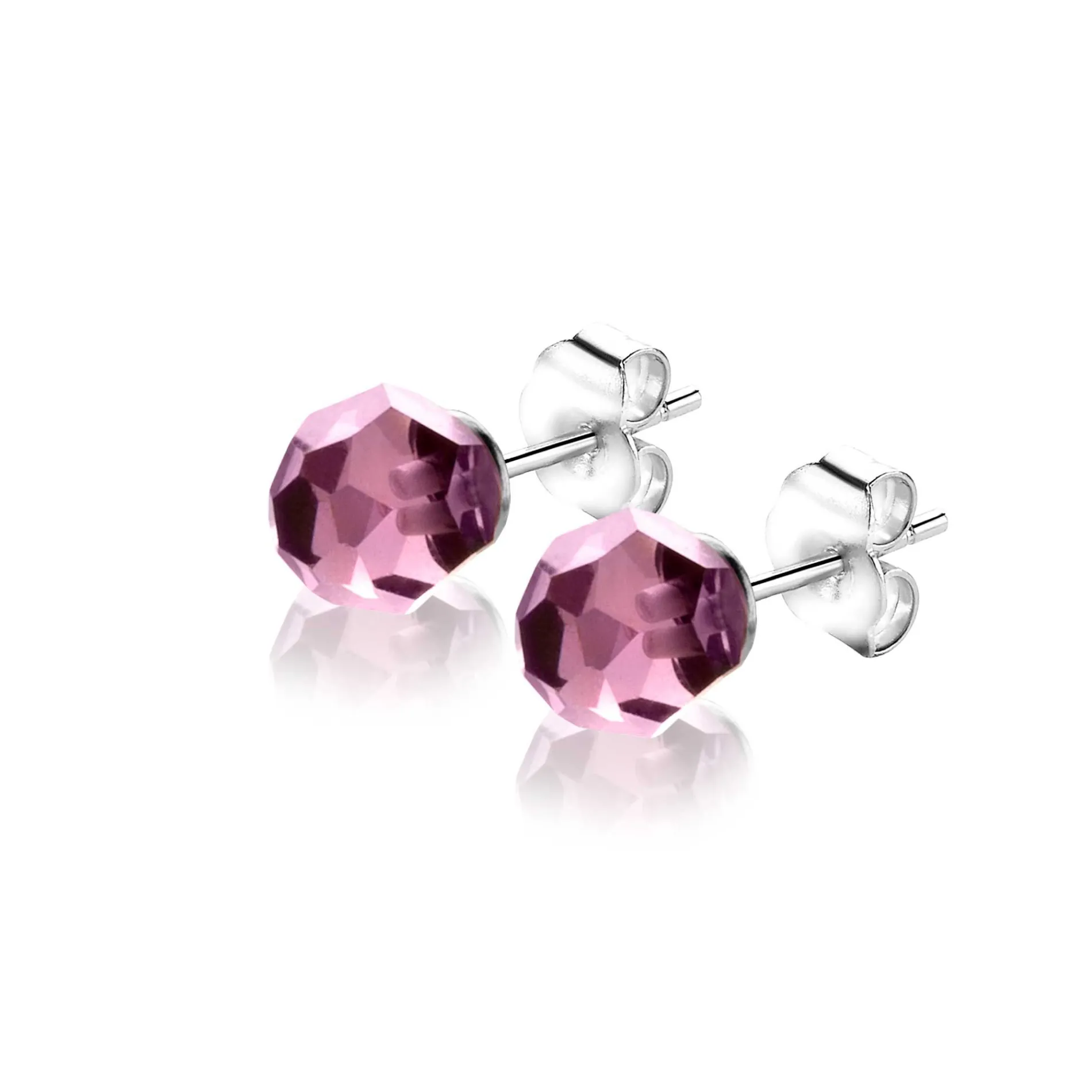 6mm ZINZI zilveren oorknoppen paarse bead ZIO1317P