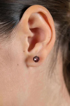 6mm ZINZI zilveren oorknoppen paarse bead ZIO1317P