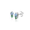 6mm ZINZI zilveren oorknopjes rond blauw groen ZIO2502