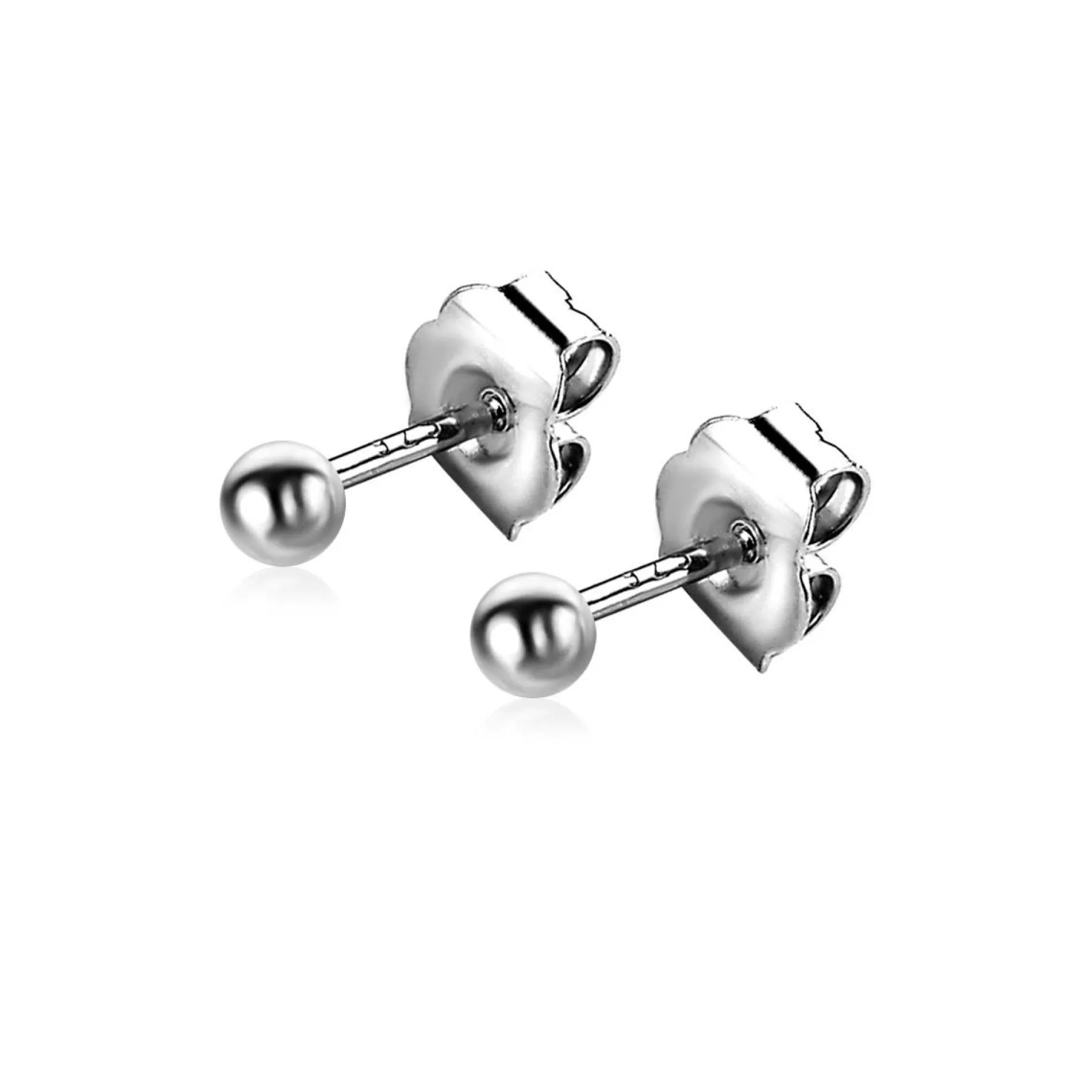 3mm ZINZI zilveren oorknoppen glad bol ZIO805