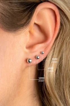 3mm ZINZI zilveren oorknoppen glad bol ZIO805