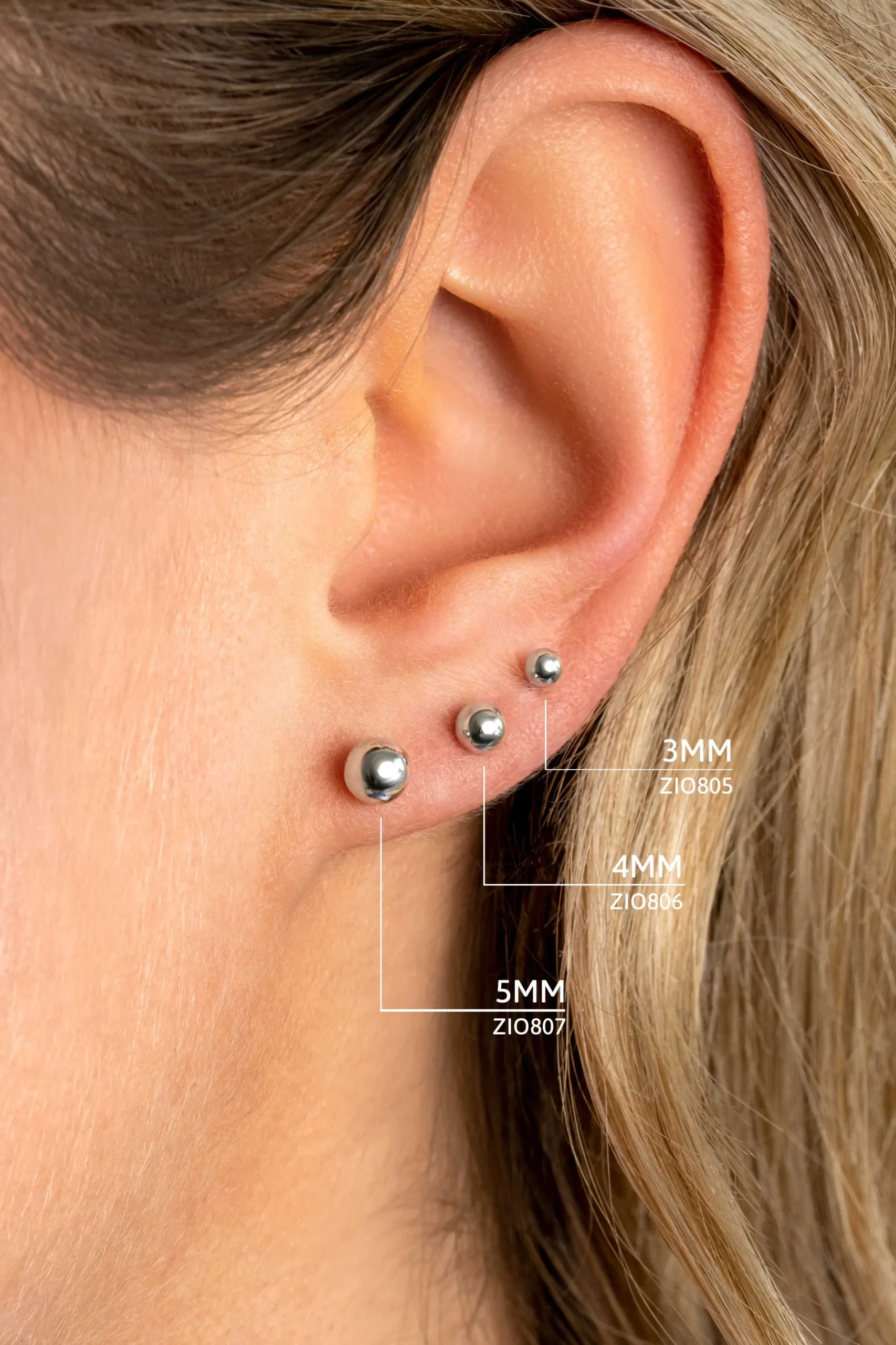 3mm ZINZI zilveren oorknoppen glad bol ZIO805
