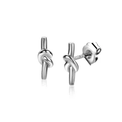13mm ZINZI zilveren oorknoppen met staafje en glanzende knoop ZIO2613