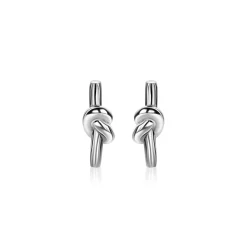 13mm ZINZI zilveren oorknoppen met staafje en glanzende knoop ZIO2613