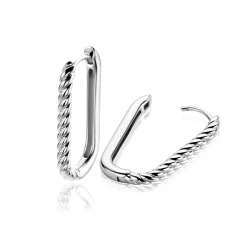 24mm ZINZI zilveren oorringen in ovale vorm met gedraaide buis en luxe klapsluiting ZIO2692
