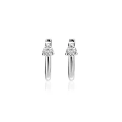 14mm ZINZI zilveren oorringen U-vorm met witte zirkonia ZIO2733