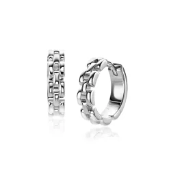 16mm ZINZI zilveren oorringen met rolex-style schakels 4mm breed en luxe klapsluiting ZIO2556