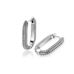20mm ZINZI zilveren oorringen in ovale vorm met bolletjes structuur en luxe klapsluiting ZIO2694