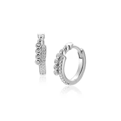 14mm ZINZI zilveren oorringen slagmodel bezet met witte zirkonia’s, luxe scharniersluiting ZIO2729