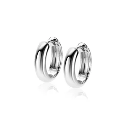 15mm ZINZI zilveren oorringen met gladde ronde buis van 4mm breed en luxe klapsluiting ZIO2565