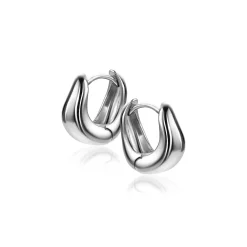 13mm ZINZI zilveren oorringen organisch gevormd 5,5mm breed met luxe klapsluiting ZIO2608