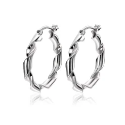 28mm ZINZI zilveren oorringen met trendy gedraaide buis 28x3mm ZIO2406