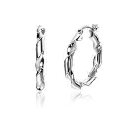 28mm ZINZI zilveren oorringen met trendy gedraaide buis 28x3mm ZIO2406
