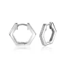 15mm ZINZI zilveren oorringen in leuke hexagon vorm bezet met witte zirconia's, met luxe klapsluiting 15x2mm ZIO2433