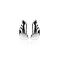 15mm ZINZI zilveren oorringen organisch gevormd 6,5mm breed met luxe klapsluiting ZIO2609