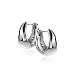 15mm ZINZI zilveren oorringen organisch gevormd 6,5mm breed met luxe klapsluiting ZIO2609