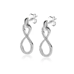 24mm ZINZI zilveren oorsieraden infinity bezet met witte zirconia's ZIO2570