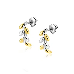 12mm ZINZI zilveren oorstekers bicolor takje met bladeren ZIO2740