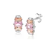 13mm ZINZI zilveren oorstekers baguette geslepen zirconia's wit, champagne en roze ZIO2490